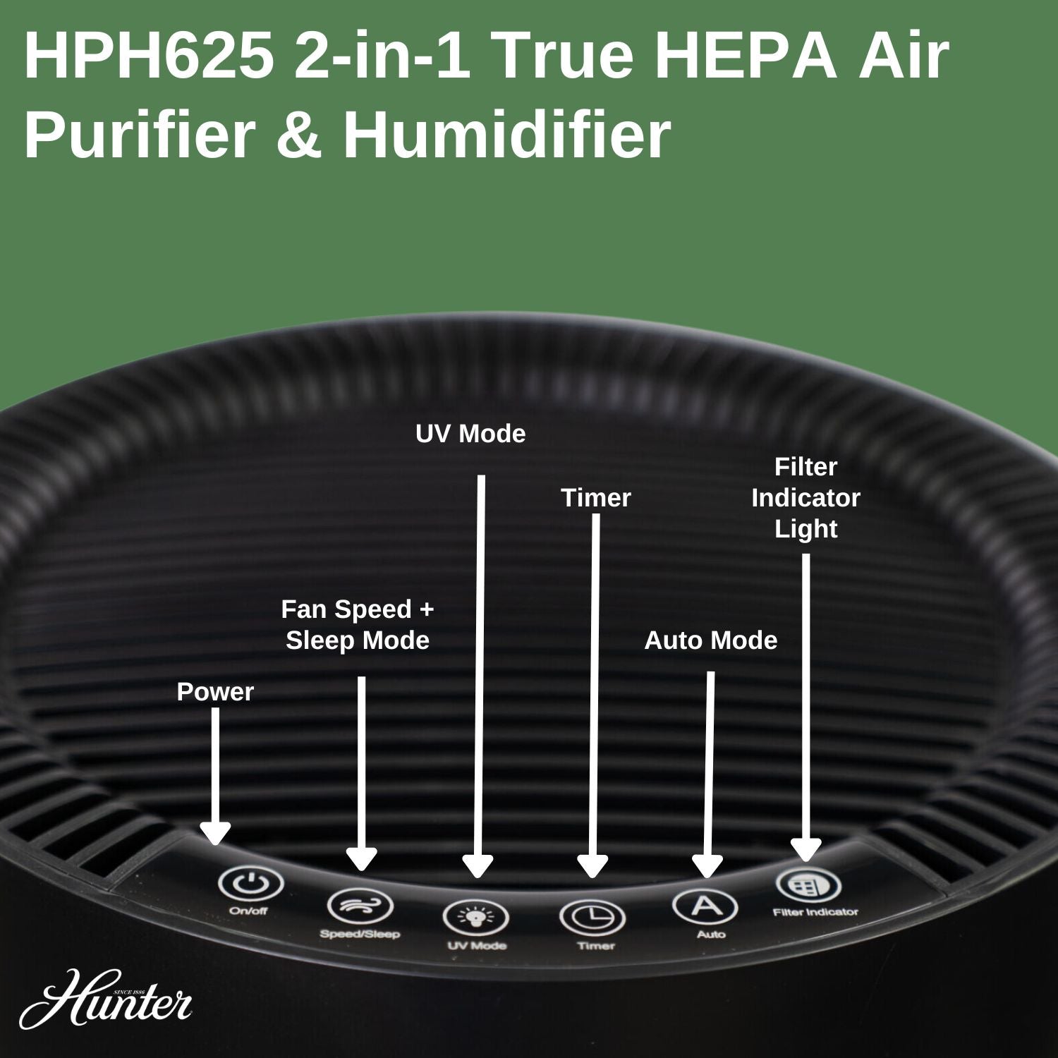 Hunter HPH625 2-in-1 True HEPA Air Purifier & Humidifier