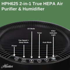 Hunter HPH625 2-in-1 True HEPA Air Purifier & Humidifier